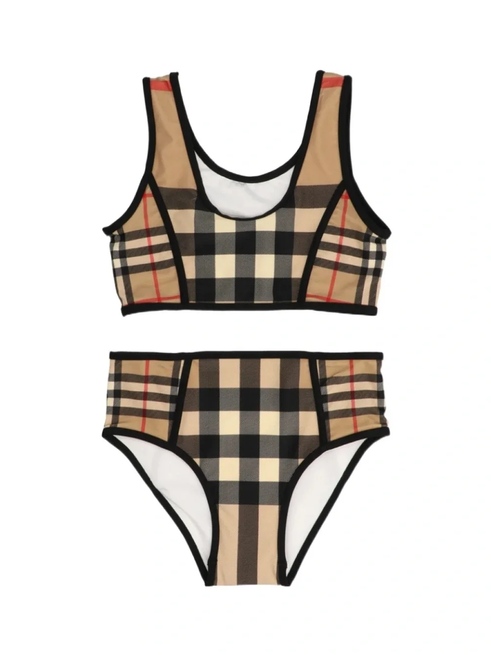 Burberry Beige Black Plaid Two-Piece Bikini Set
